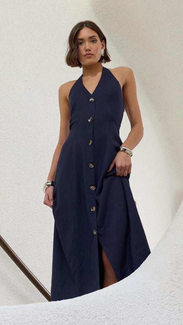 Alora Halter Dress Navy Staple the Label