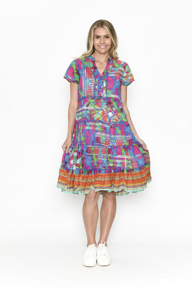 Marta Frill Neck Dress Ikat One Summer