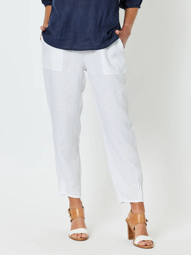 Sarah Linen Jersy Waist Pants White Gordon Smtih