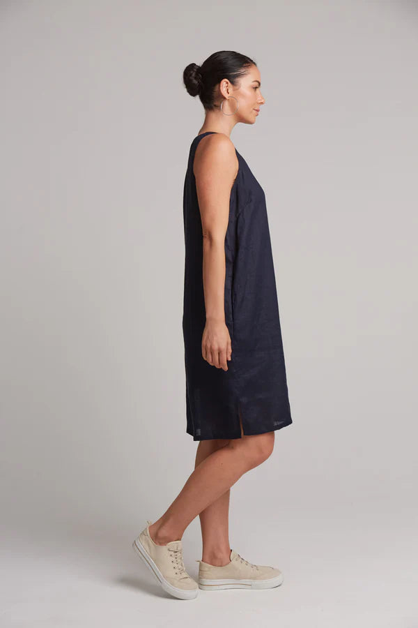 Studio Dress Navy Linen Shift Eb & Ive