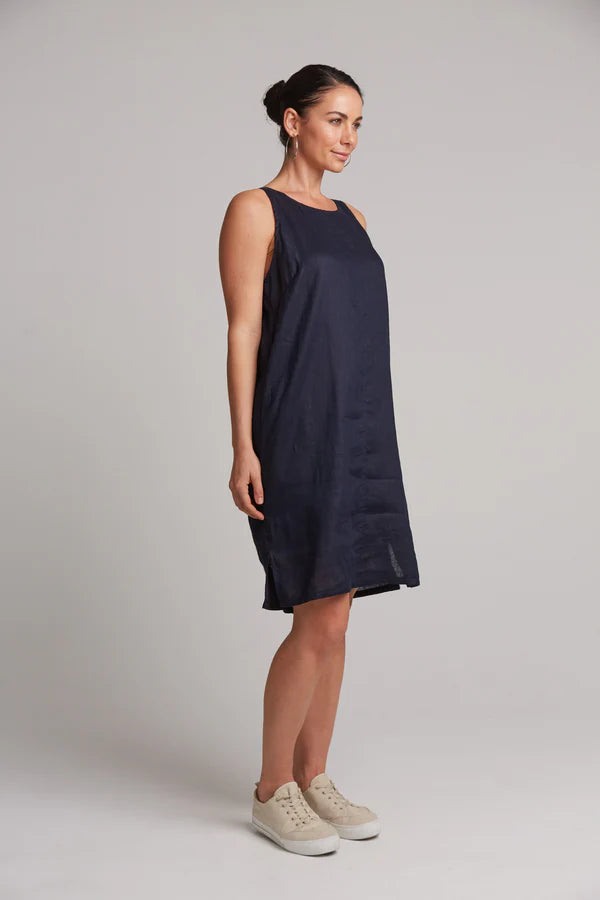 Studio Dress Navy Linen Shift Eb & Ive