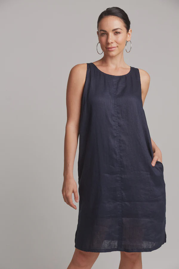 Studio Dress Navy Linen Shift Eb & Ive