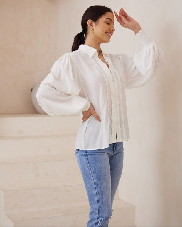 Iris the Maxi - Long Sleeve White Shirt