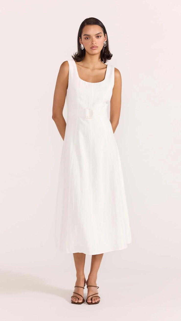 Eden Belted Midi Dress White Staple the Label