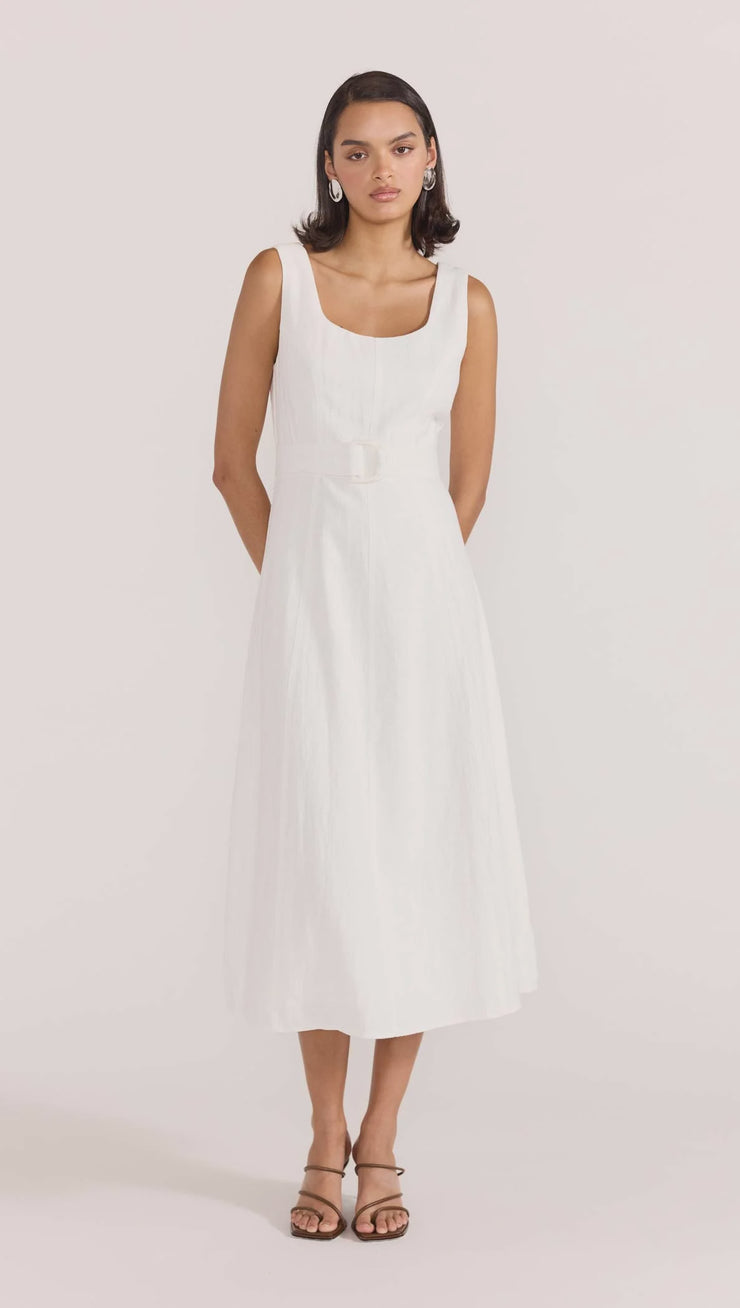 Eden Belted Midi Dress White Staple the Label