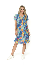 Nicola Cap Sleeve Dress Bri Leaves 1 One Summer