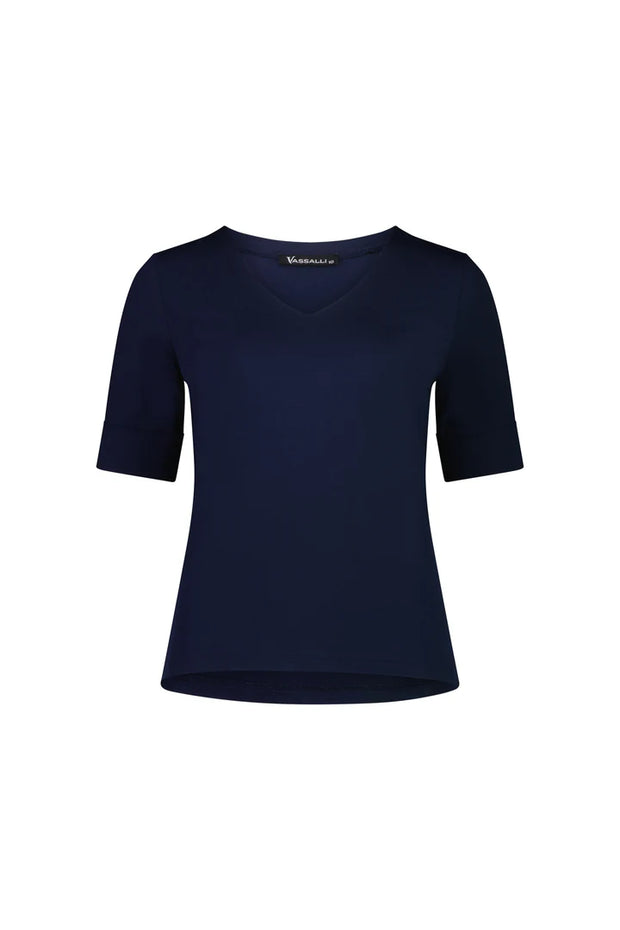 V Neck Top Navy Vassalli 