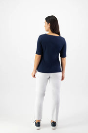 V Neck Top Navy Vassalli 