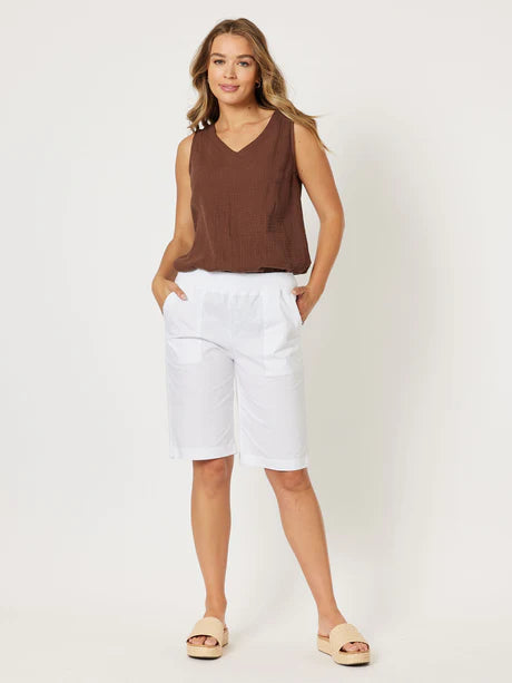 Threadz Santorini Knee Length White Short