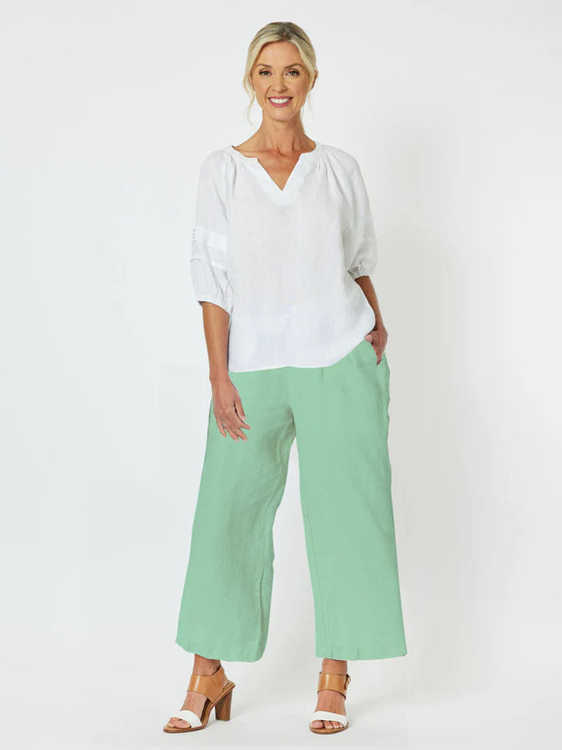 Wide Leg Pants Mint Linen Gordon Smith 