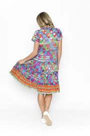 Marta Frill Neck Dress - Ikat 1