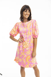 Layla Bubble Sleeve Dress - Pink