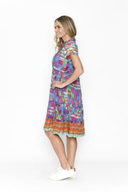 Marta Frill Neck Dress - Ikat 1