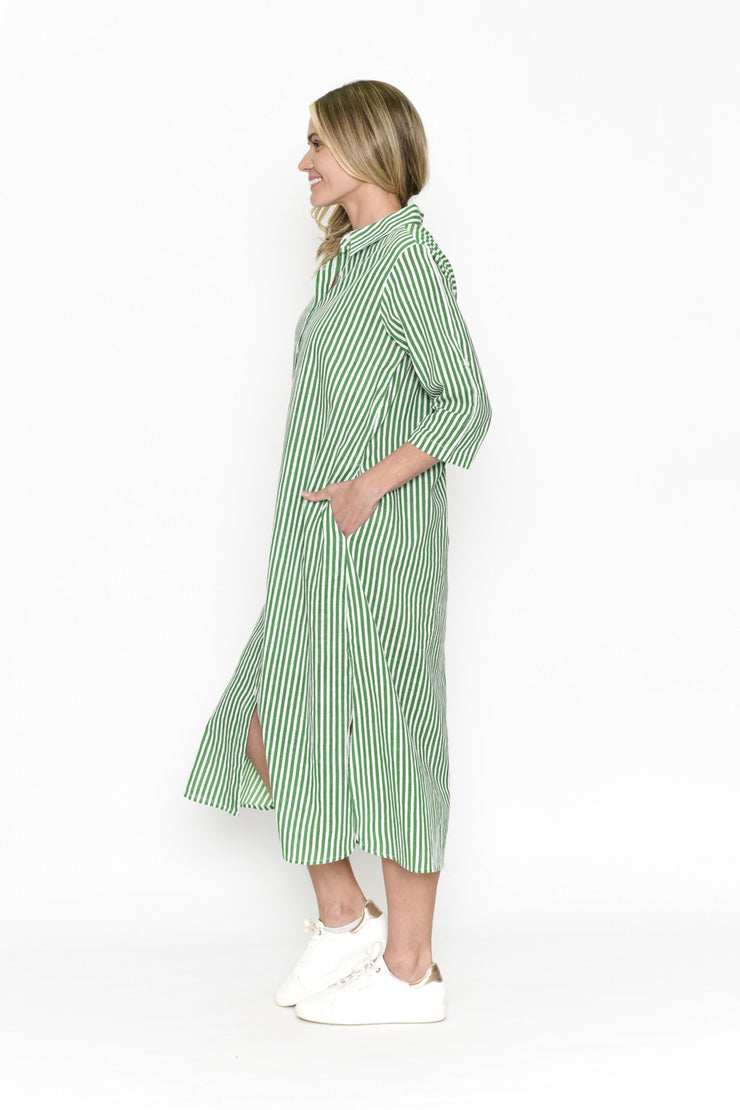 Sofia Green Stripe Dress One Summer