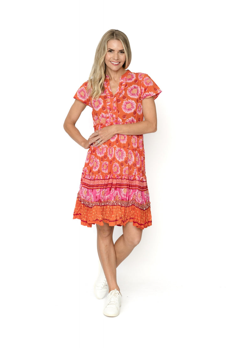 Marta Frill Neck Dress Orange One Summer