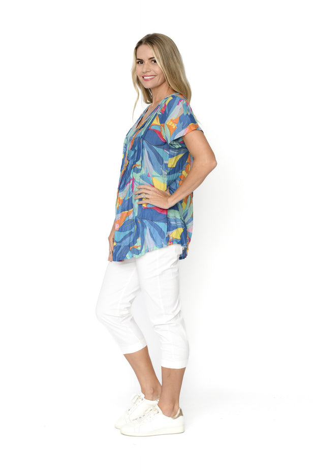 Kayla S/S Cotton Blouse - Bri Leaves