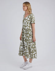 Postcard Tee Dress Khaki Cream Elm