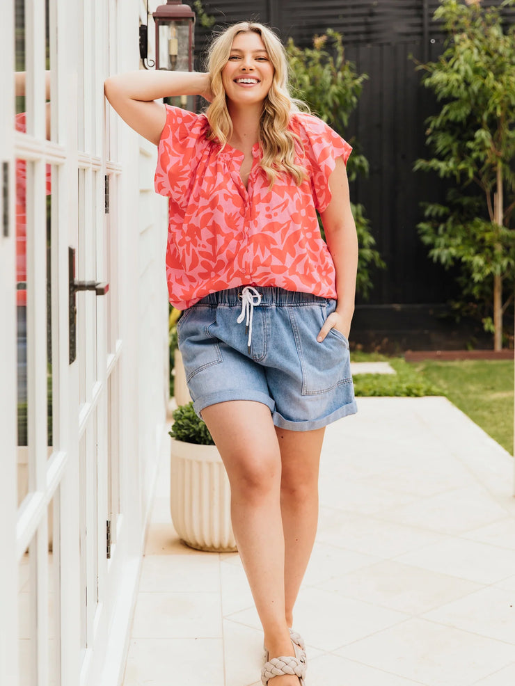 Sunset Hour Blouse Strawberry Elm