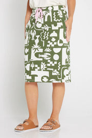 Postcard Skirt Khaki Cream Elm