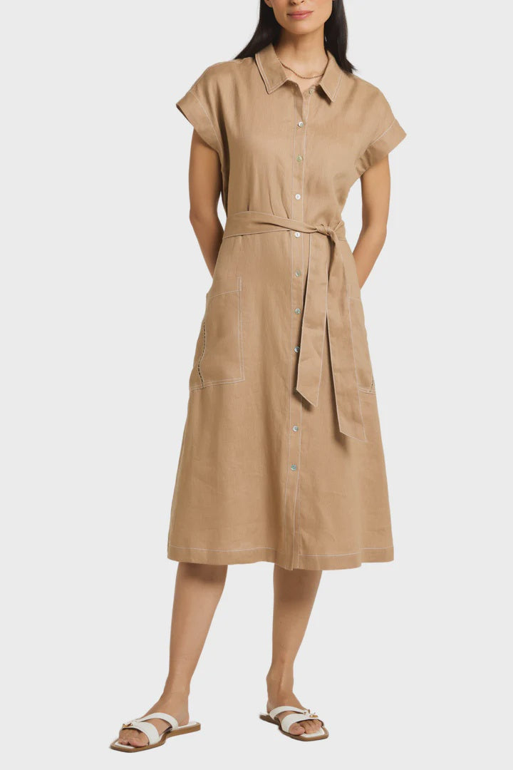 Atlas Dress Linen Toffee Yarra Trail 