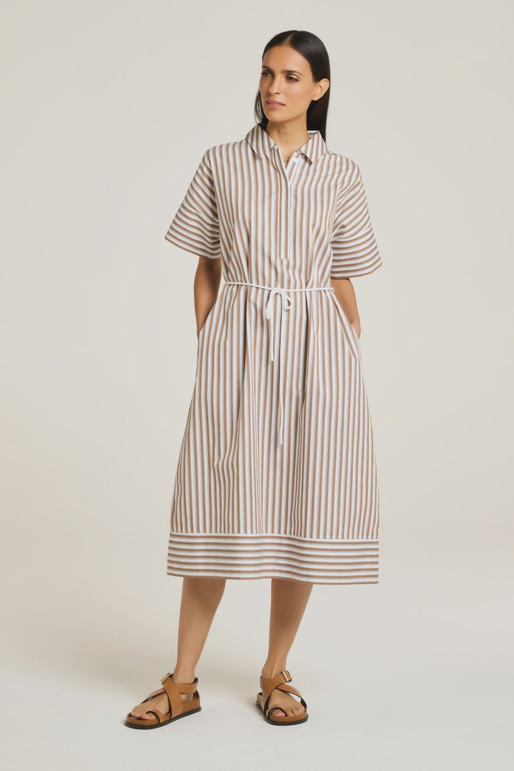 Ari Dress Toffee White Stripe Yarra Trail