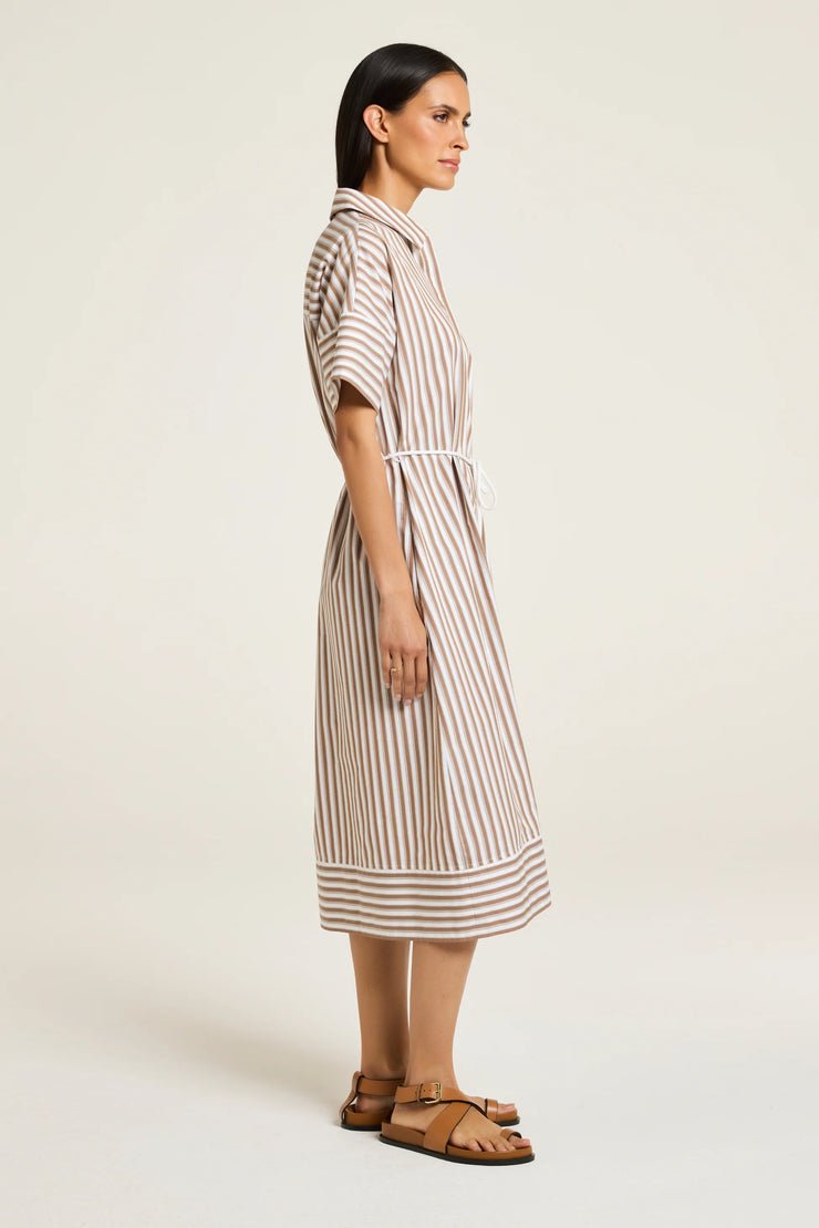 Ari Dress Toffee White Stripe Yarra Trail