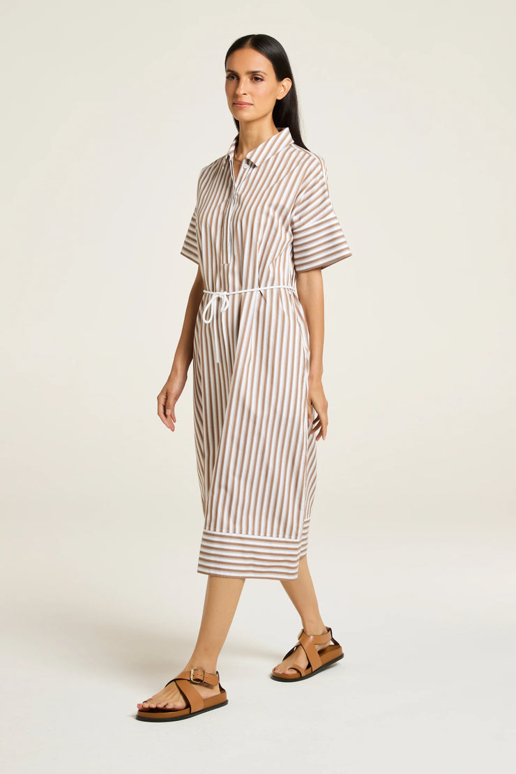 Ari Dress Toffee White Stripe Yarra Trail