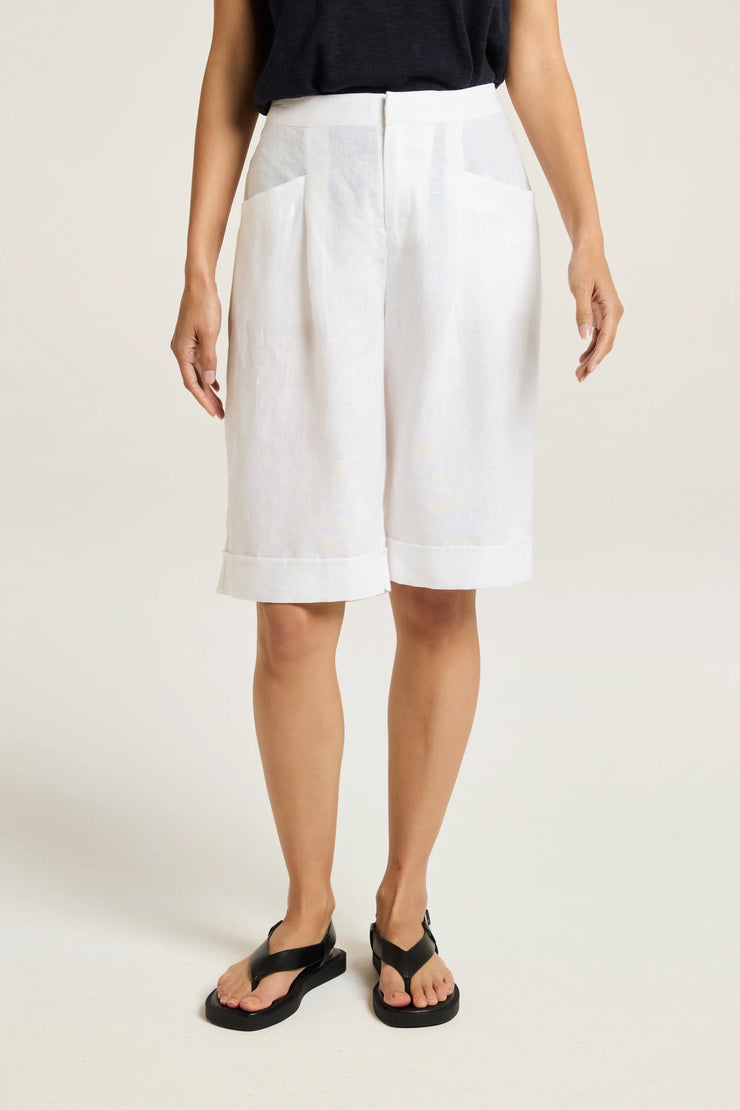 Bermuda Shorts Linen White Yarra Trail