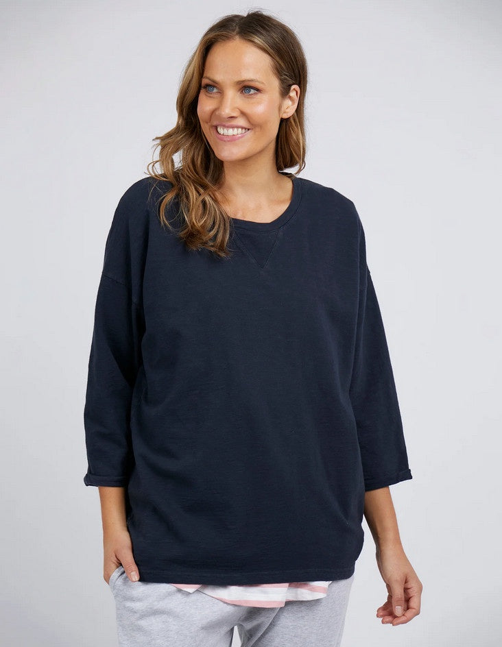 Elm-Annie-3-4-Sleeve-Top-Navy