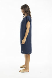 Escape-Linen-Cap-Sleeve-Shift-Dress-Navy