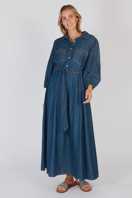 Durango Maxi Dress Dark Denim Ibisa 