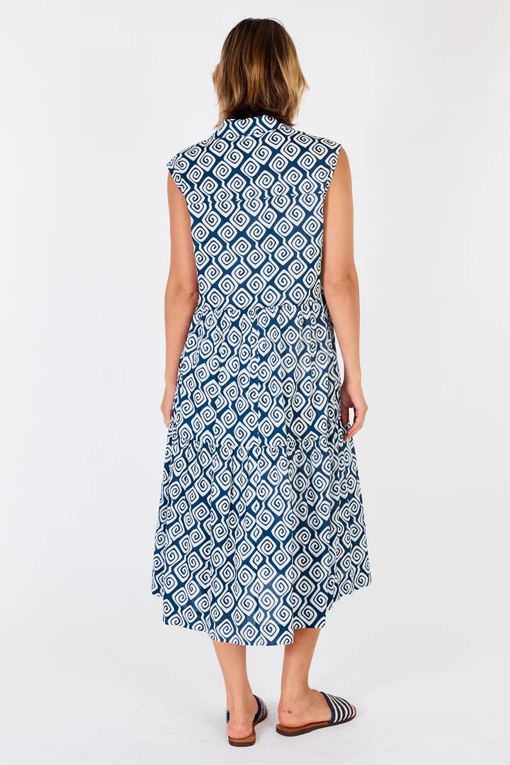 Niagra Midi Sleeveless Dress Navy Ibisa