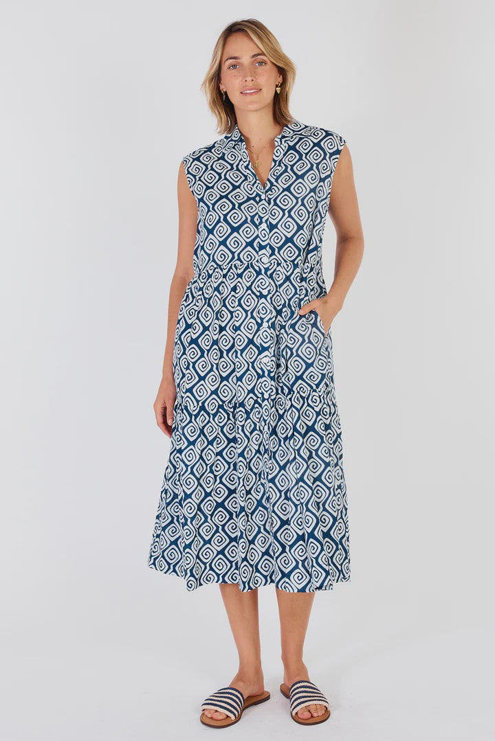 Niagra Midi Sleeveless Dress Navy Ibisa