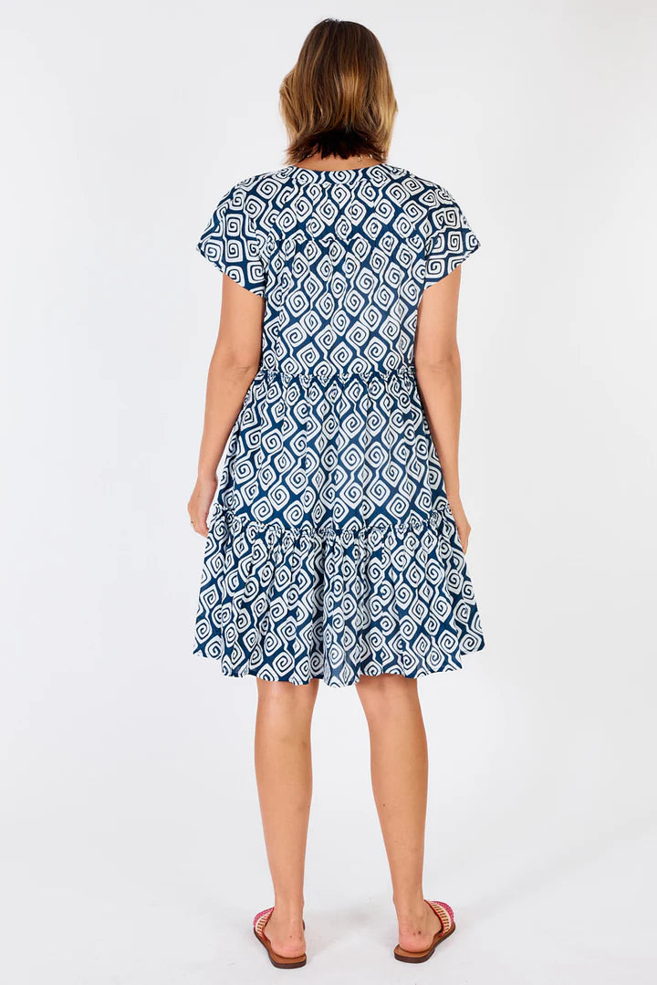 Niagra Tiered Dress - Navy