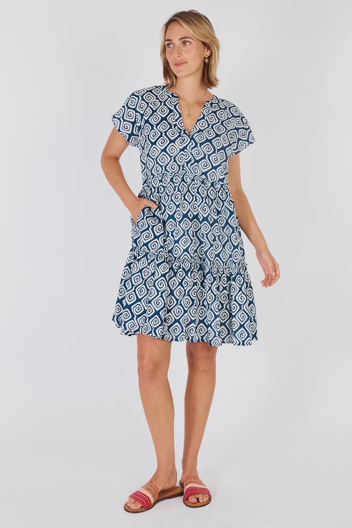 Niagra Tiered Dress - Navy