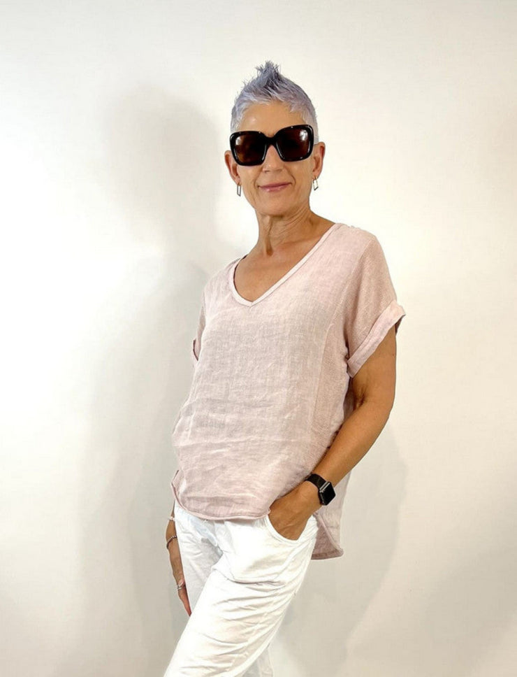 La_Strada_Linen_Top_Rosa