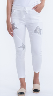 White Star Sequin Pants Stretch Vera May 