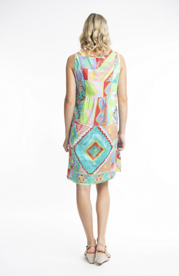 Zio Reversible S/L Dress - Turquoise