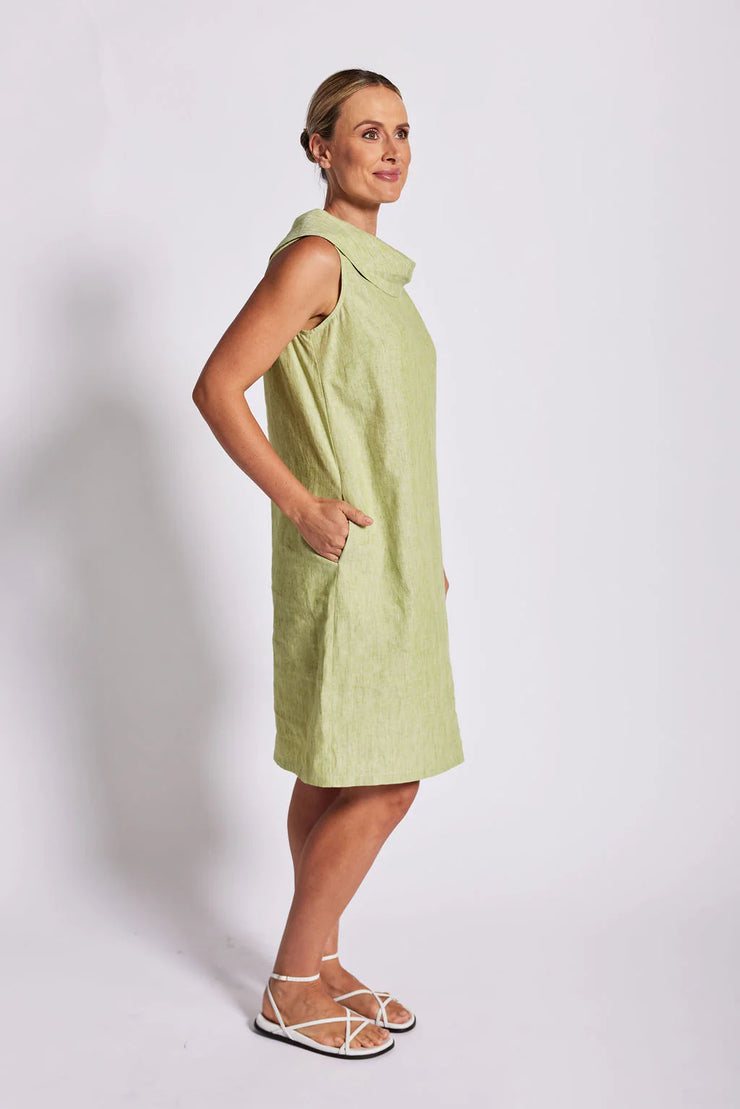 Linen S/L Cowl Neck Dress Vine See Saw