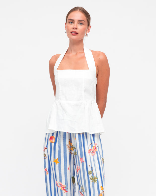 Halter Linen Top White Closet