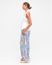 Esme Pants Blue Stripe Linen White Closet