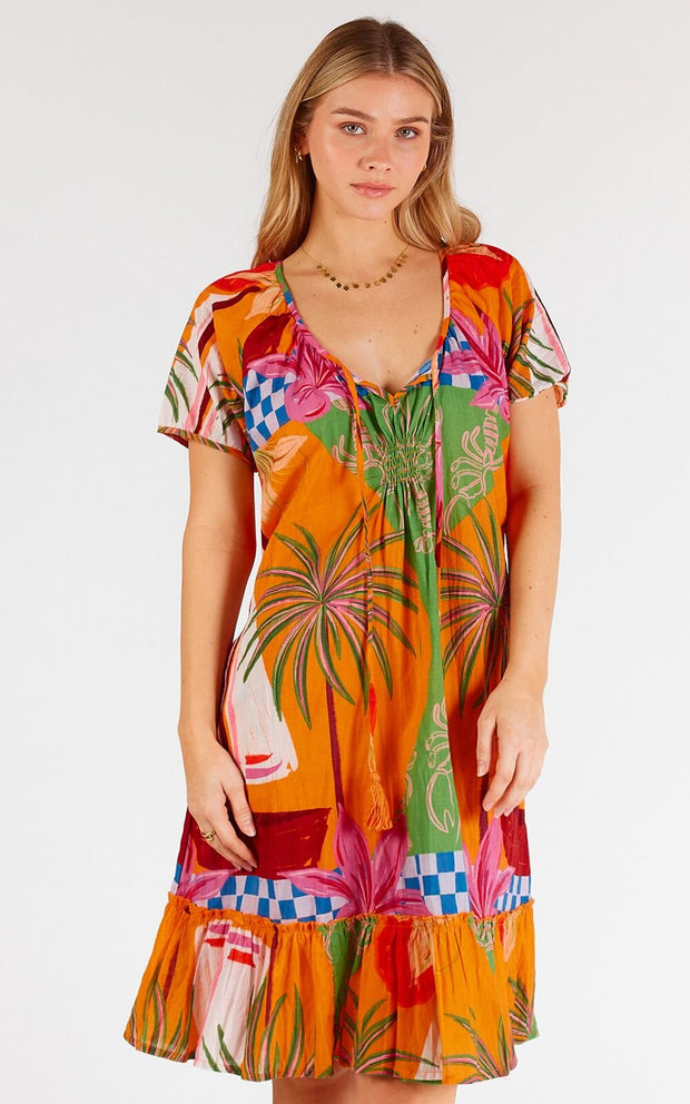 Vivien Shirred Dress - Multi Lula Life 