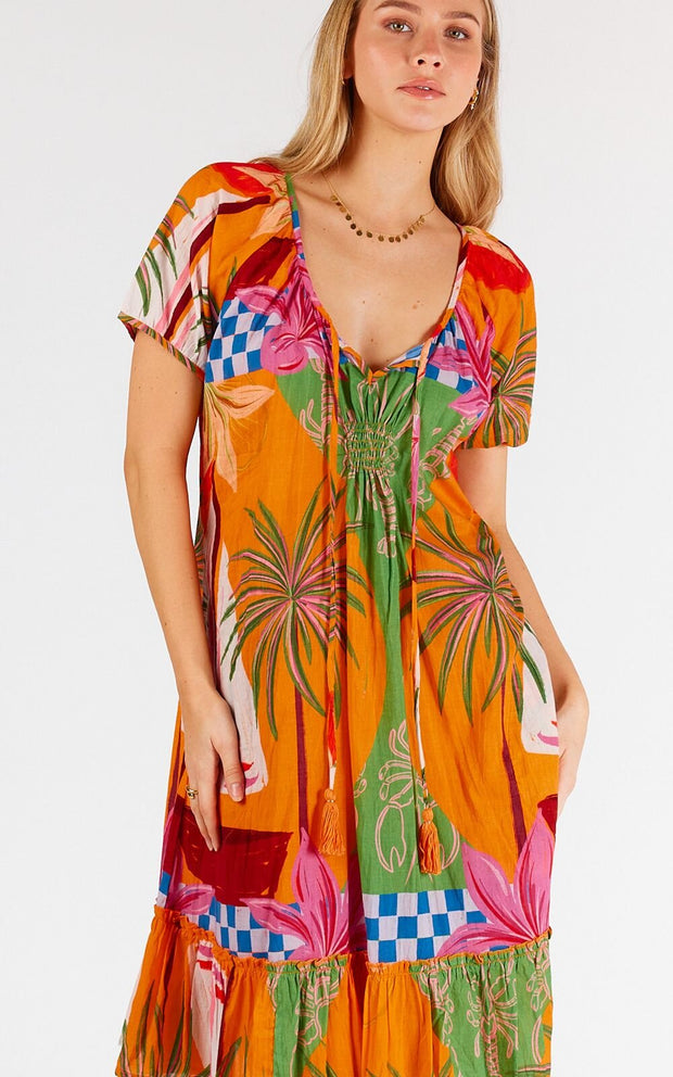 Vivien Shirred Dress - Multi Lula Life 