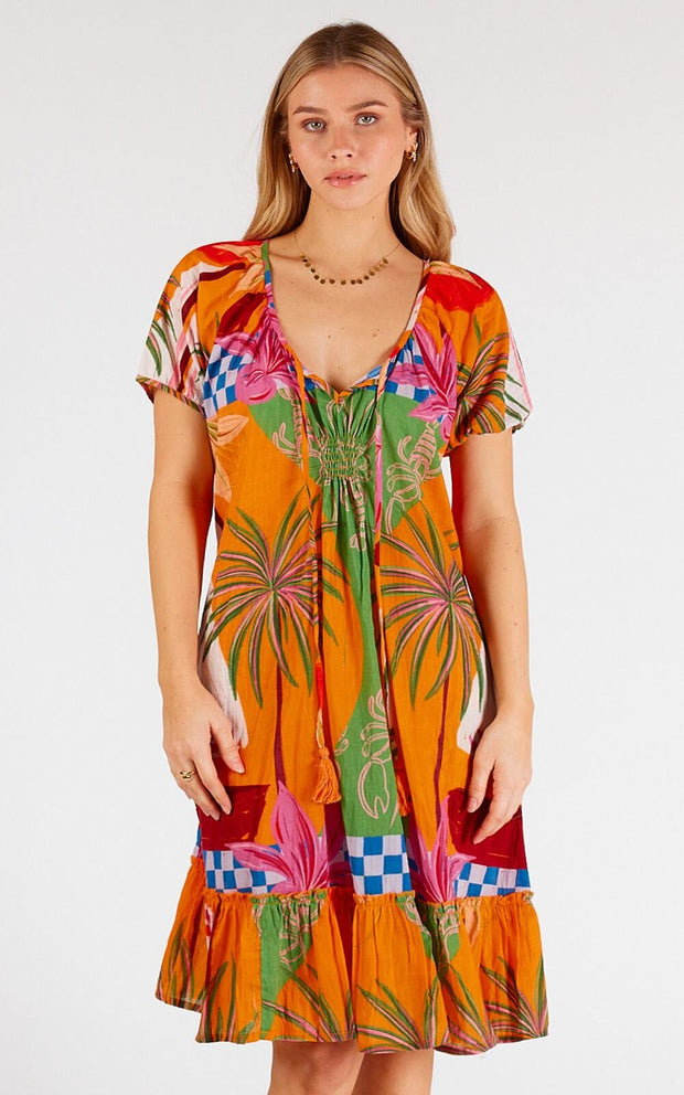 Vivien Shirred Dress - Multi Lula Life 