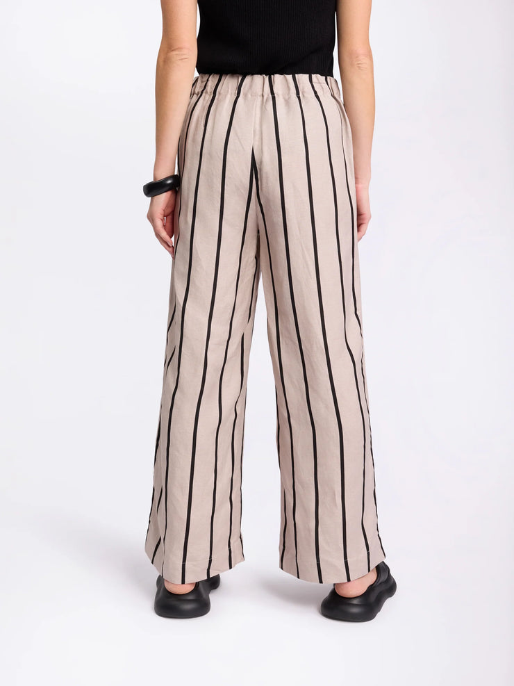 Striped Wide Leg Linen Pants Natural See Saw