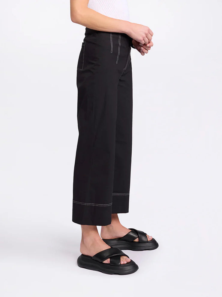 3/4 Wide Leg Pants - Black