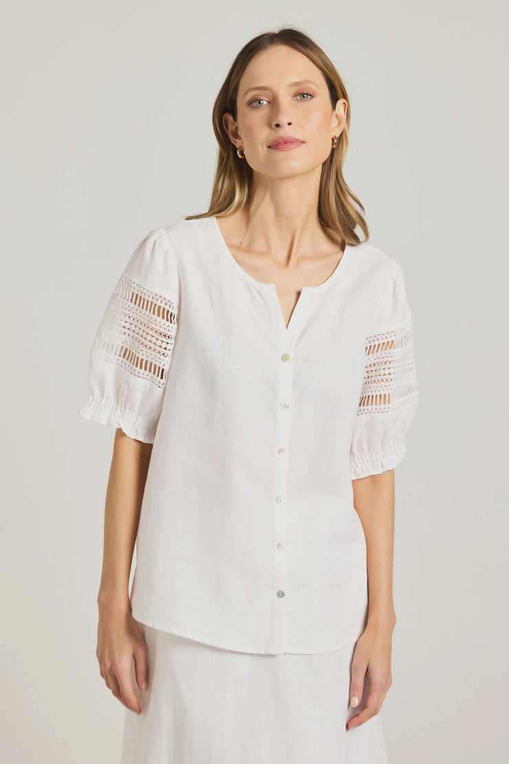 Lotus Shirt Linen White Yarra Trail 