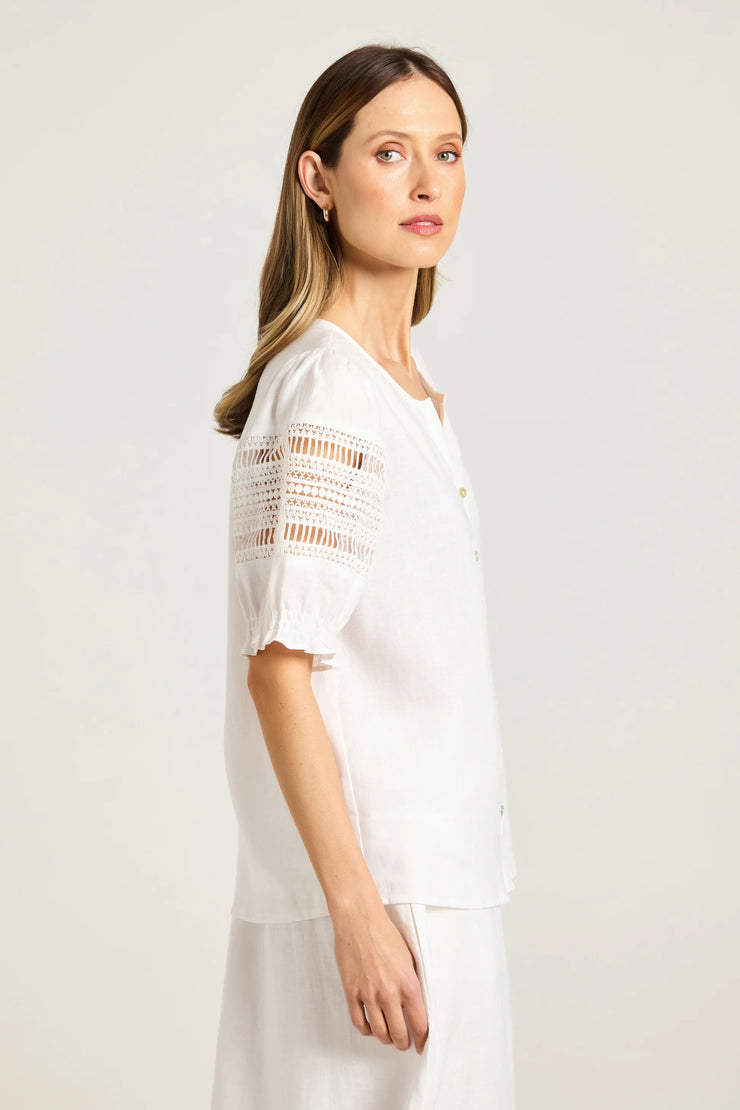 Lotus Shirt Linen White Yarra Trail 