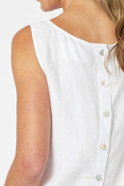 Bianca Button Back Tank White Gordon Smith 