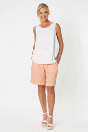 Bianca Button Back Tank White Gordon Smith 